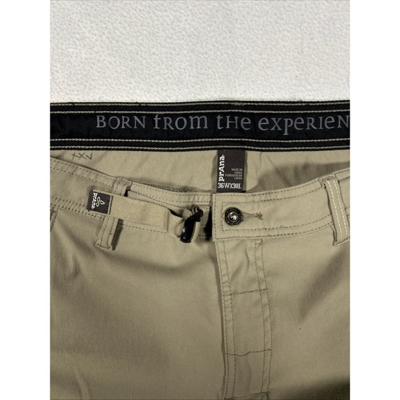 Prana Zion Pants Mens 36 x 30 Brown Stretch Straight Leg Vented Hiking Camping - Picture 3 of 8